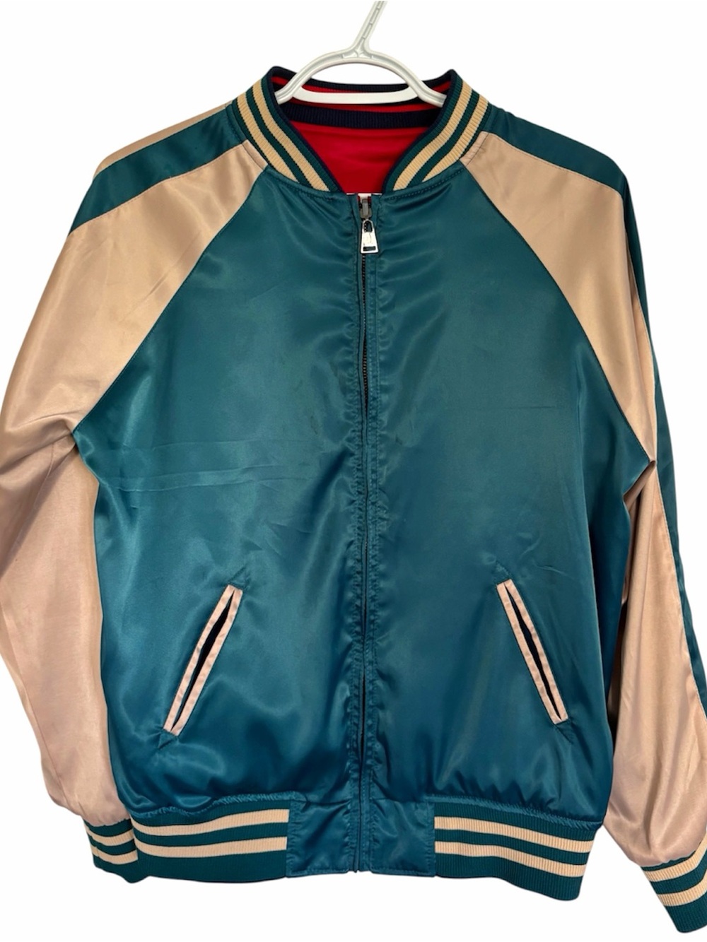 Zara Limited Edition REVERSIBLE Sukajan Japanese Bomber Jacket Crane Embroidery